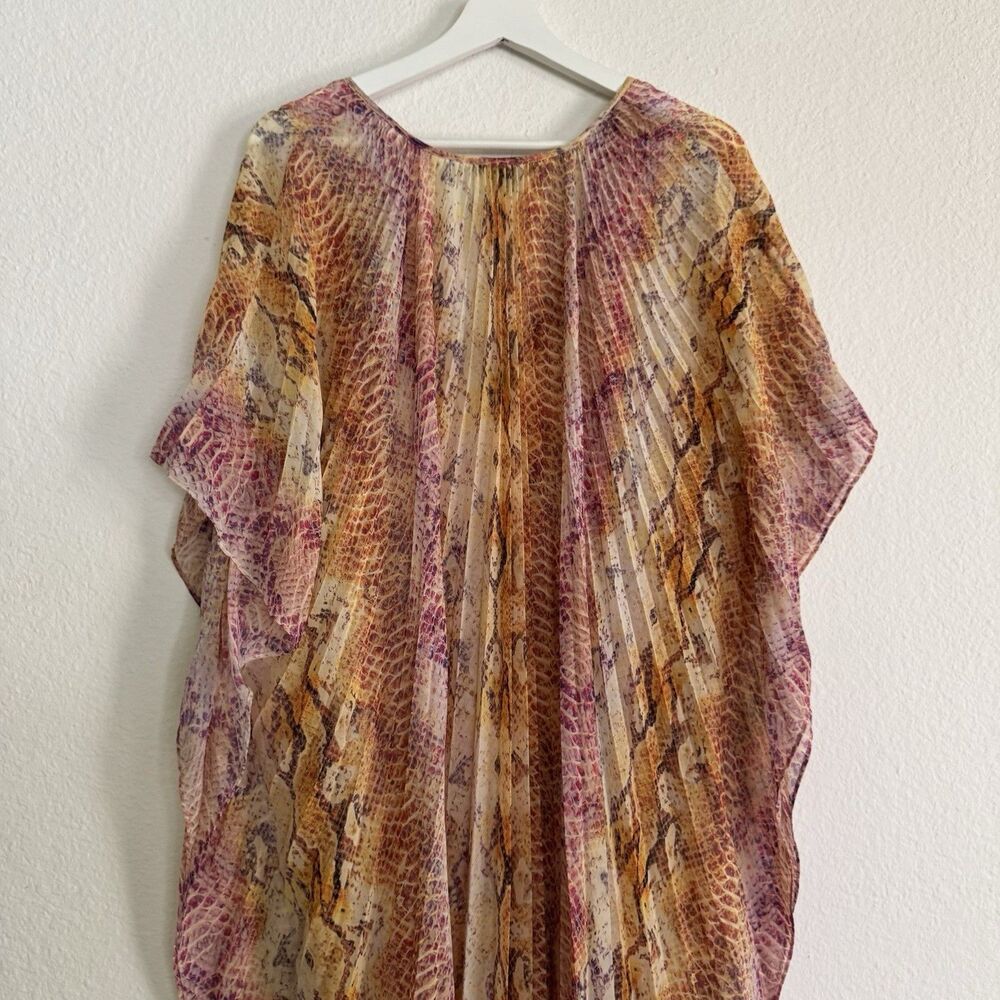 MARCIANO Kaftan Maxi Dress Size M L Orange Yellow Snake Skin Print Summer Beach - Picture 5 of 12